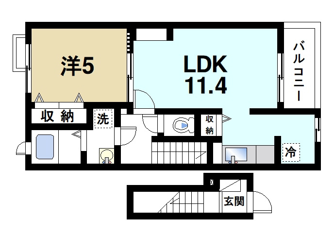 フォンテーヌ　Ｎ－Ⅵの間取り|1LDKのお部屋です