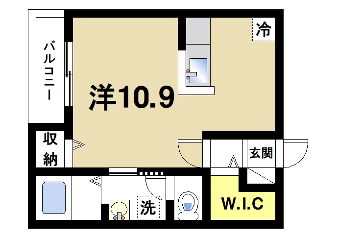 モデルノⅠの間取り|1Rの間取りです