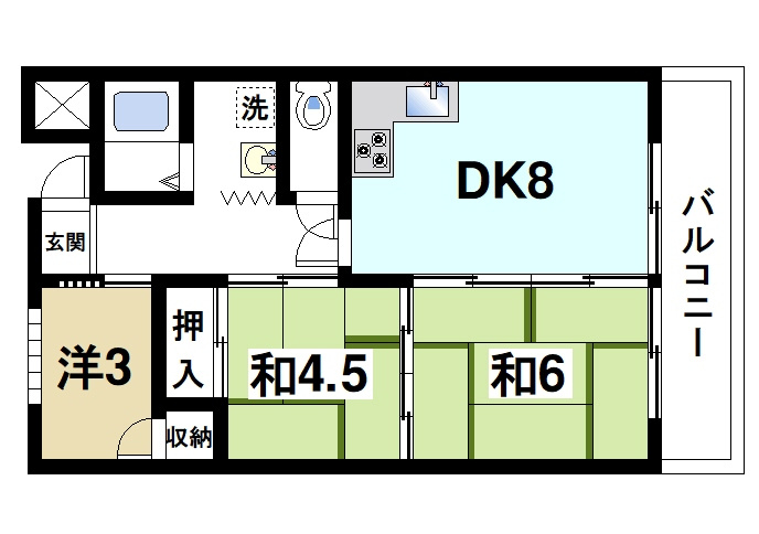 シャトー天理の間取り|居室の豊富なお部屋です