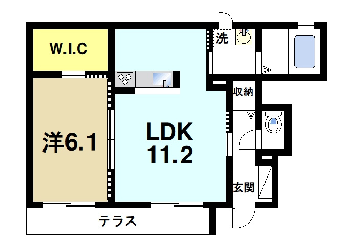 グレイシャス春日の間取り|ゆったりと暮らせる1LDKの間取りです。