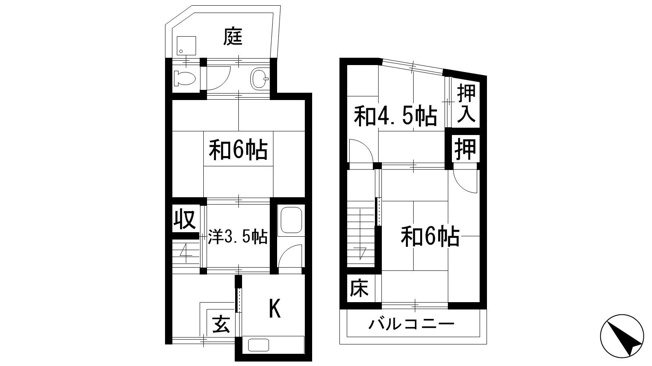 【間取り】 | 桃園1丁目テラスハウス