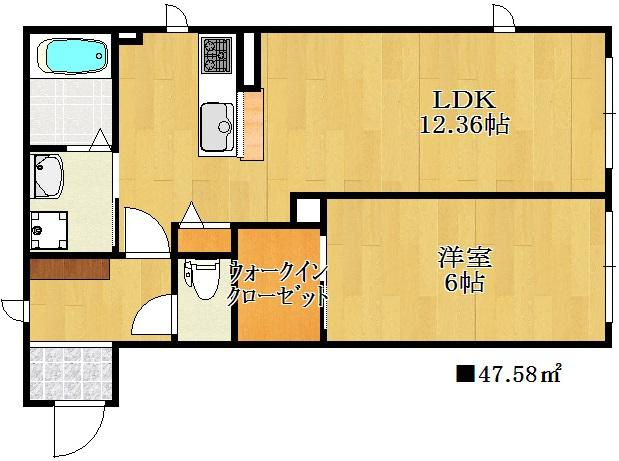 【間取り】 | ローズパーク五番館 | 人気の１LDKタイプです