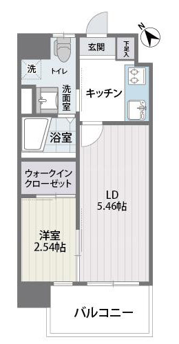 グランフォーレ薬院南の間取り|グランフォーレ薬院南（2K）　間取り　※反転となります