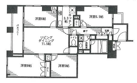 中央区日本橋馬喰町１丁目の賃貸マンションの間取り