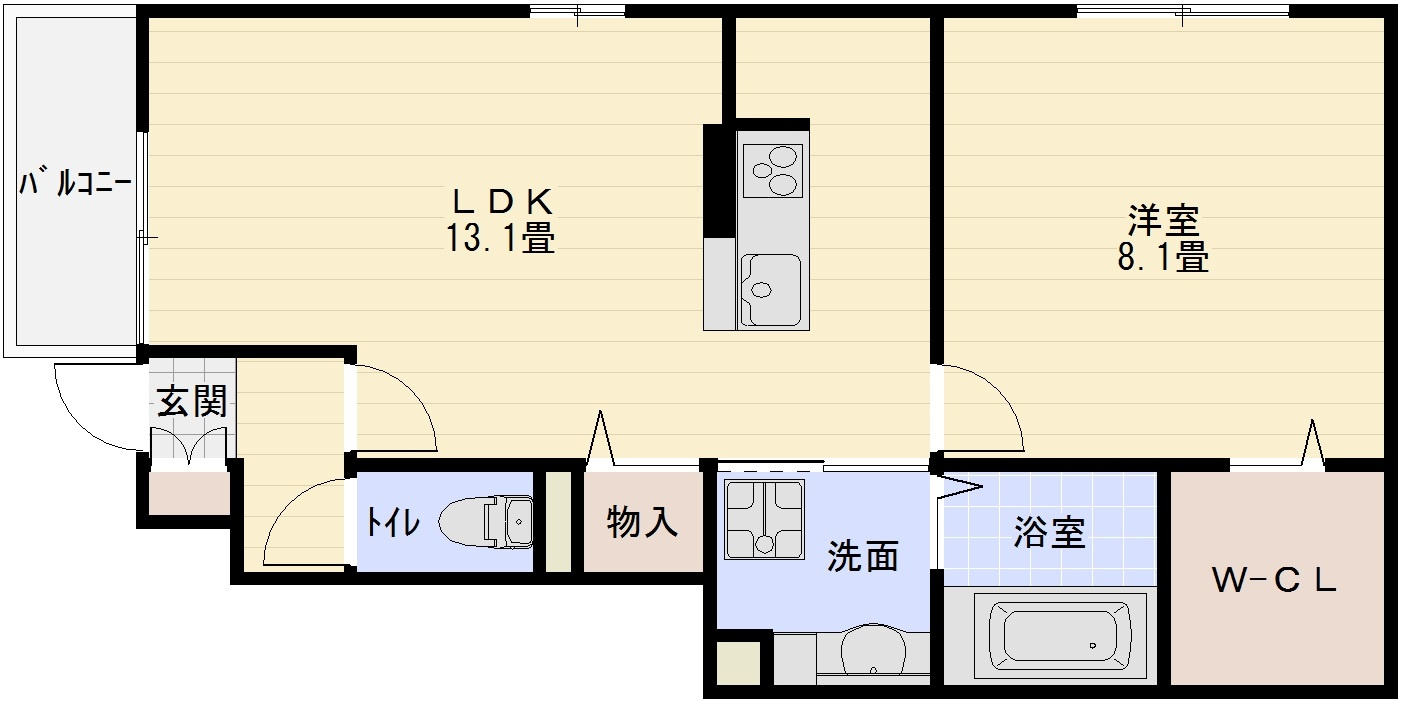 グランメゾンの間取り|八尾市　1LDK