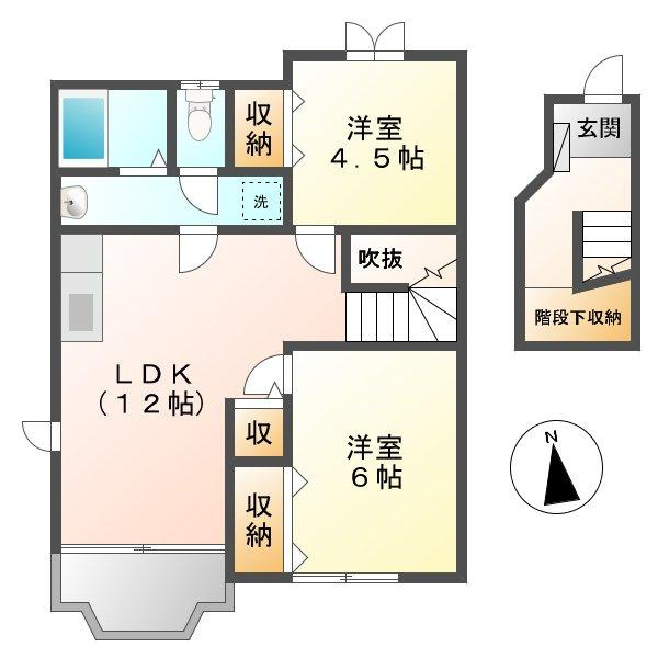 倉敷市水島東川町のアパートの間取り