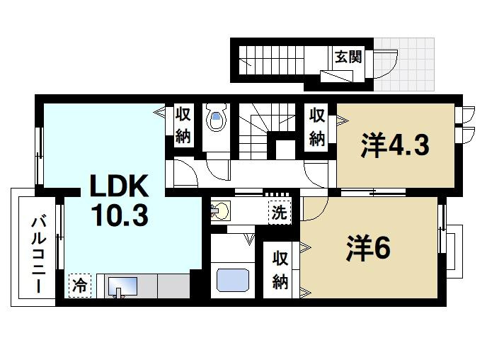 クレールコートⅢの間取り|収納にも余裕があるファミリータイプです
