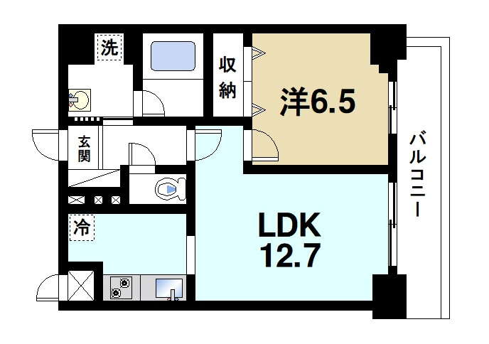幸court　nara　sanjoの間取り|ゆったり暮らせる1LDKの間取りです。