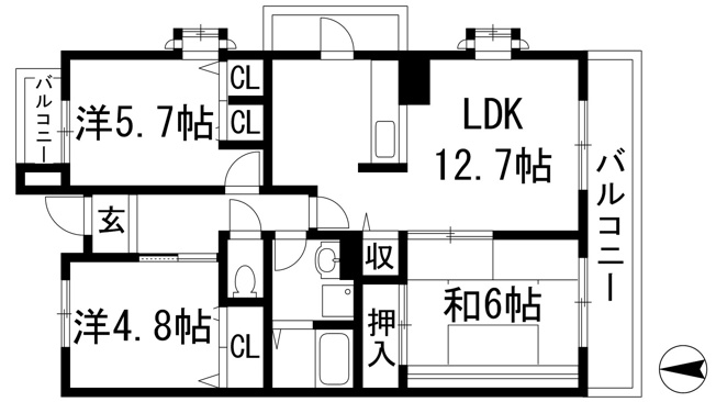 【間取り】 | アルビス五月ヶ丘110号棟