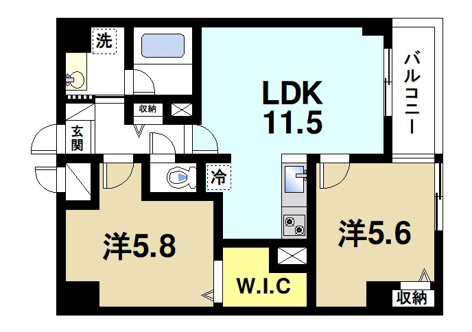 幸court　nara　sanjoの間取り|ゆったりと暮らせる2LDKの間取りです。
