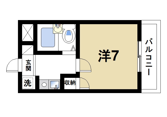 メゾン三条の間取り|お一人暮らしにピッタリの1Ｋのお部屋です。