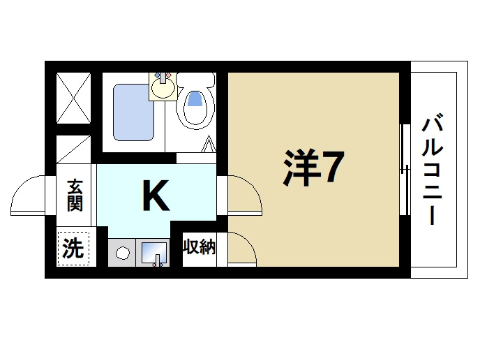 メゾン三条の間取り|お一人暮らしにピッタリの1Ｋのお部屋です。