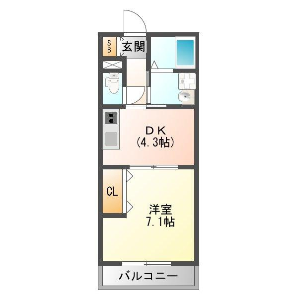 大阪市西淀川区姫島１丁目のアパートの間取り