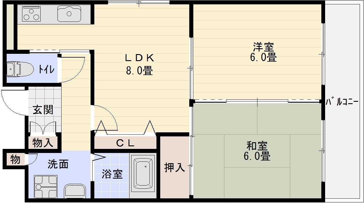 オーク国分の間取り|オーク国分　河内国分駅　高井田駅　2LDK