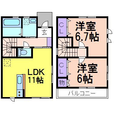 あじさい（貸家）の間取り