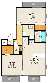 【間取り】 | ラヴィベルセタA