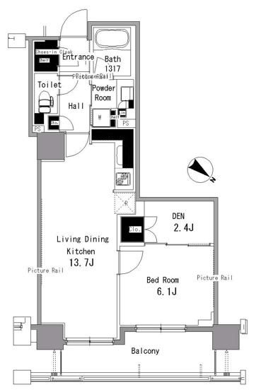 【間取り】 | パークアクシス日本橋浜町 | パークアクシス日本橋浜町　人形町周辺の高級賃貸は人形町不動産本店で！仲介手数料最大無料