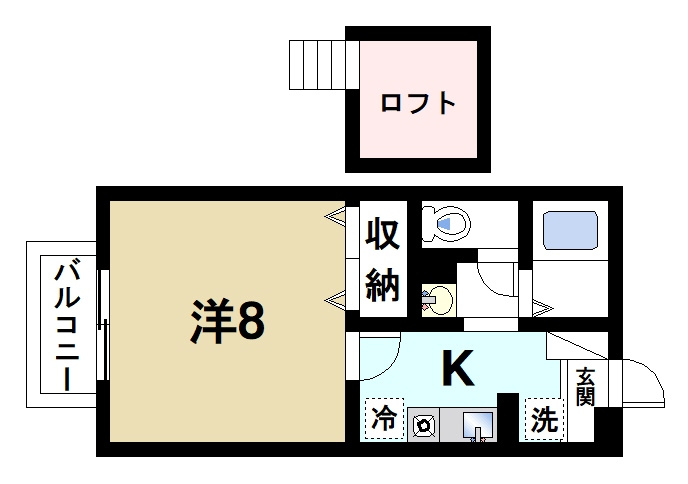 ピノヴェルデの間取り|ロフト付きの単身者向けとなっております
