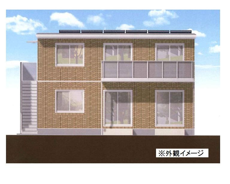 総社市岡谷のアパートの外観パース