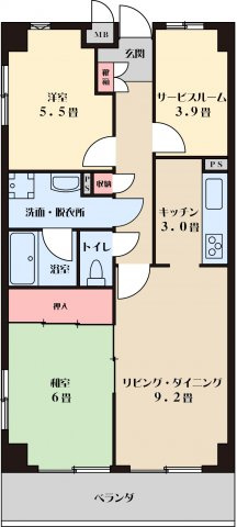 【間取り】 | ５階南西角部屋のお部屋です。