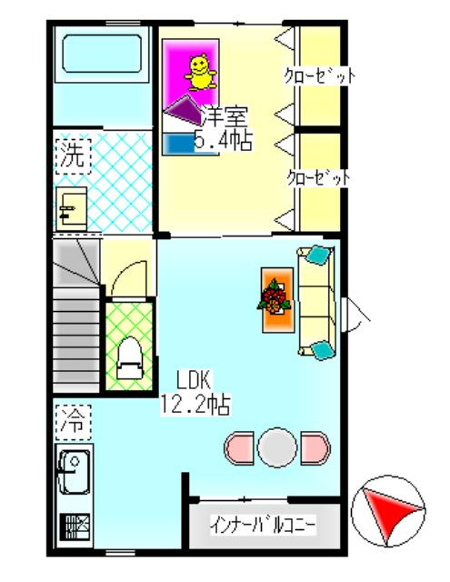 フラットBの間取り