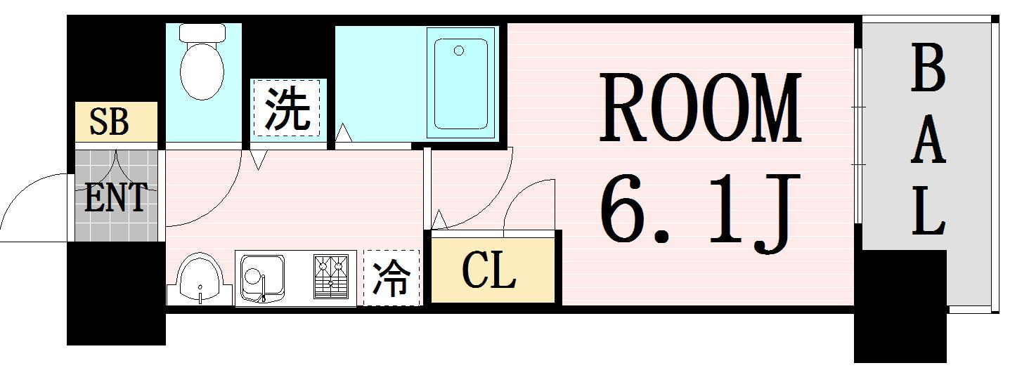 プレサンス天満橋アンジェ　仲介手数料無料の間取り