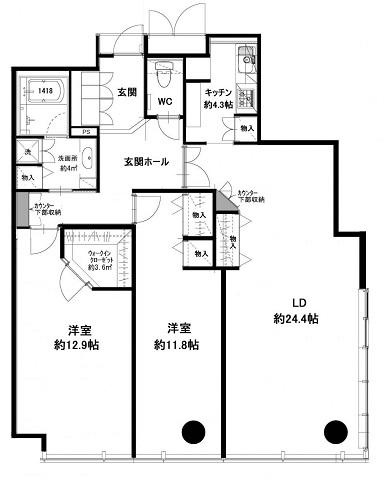 港区浜松町１丁目の賃貸マンションの間取り