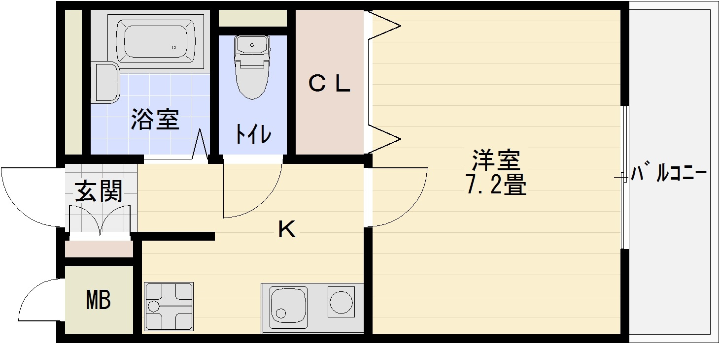 シャトーエマー寿の間取り|河内国分駅　オートロック付　1K
