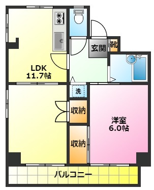 レジデンツア元住吉の間取り|ブレーメン商店街側でお買い物に便利です♪