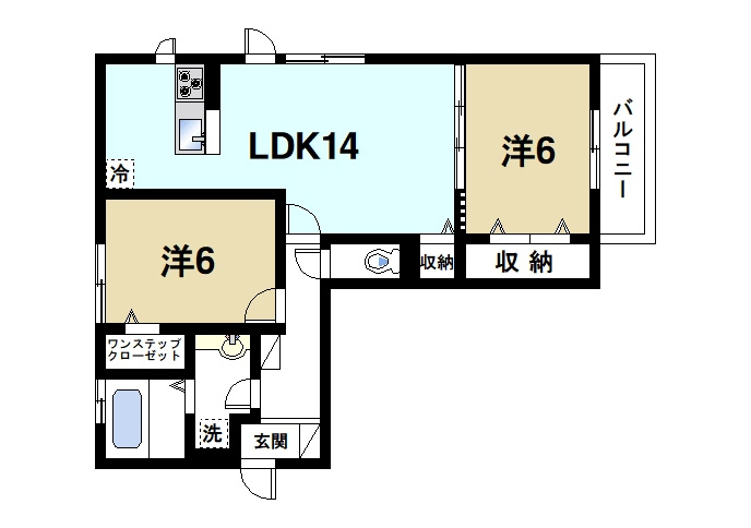 ファイブスターの間取り|2LDKの間取りです