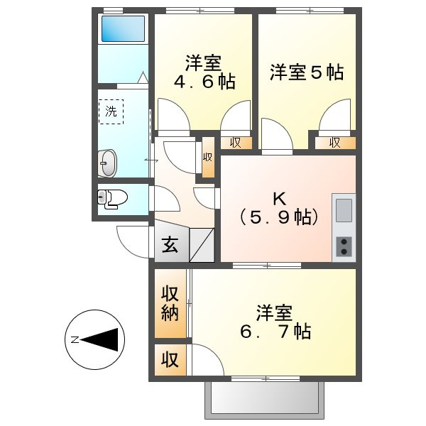サンライン川入Ｂの間取り