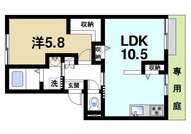 ラポールの間取り|使い易い1LDKタイプのお部屋です