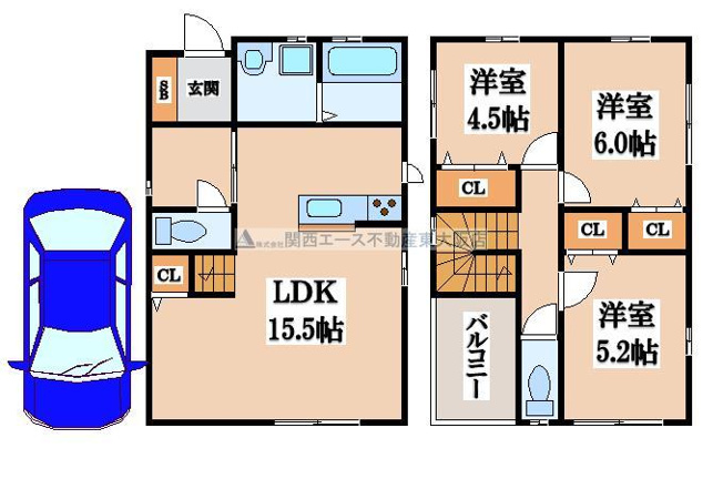 【間取り】 | 横沼町1丁目貸家