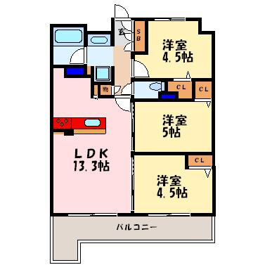 大阪市淀川区十三本町２丁目の賃貸マンションの間取り