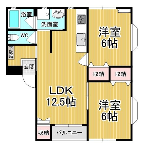 【間取り】 | プロバンスM村井 | 日当たり良好！2階角部屋、オール洋間です♪