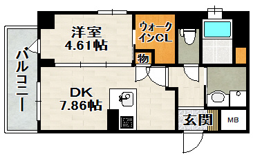 セントラルハウスの間取り|４方角部屋で独立性の高いポジションのお部屋です