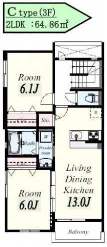 エクセラン朝妻の間取り|反転タイプになります。