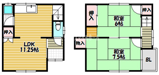 【間取り】 | 灰塚4丁目貸家