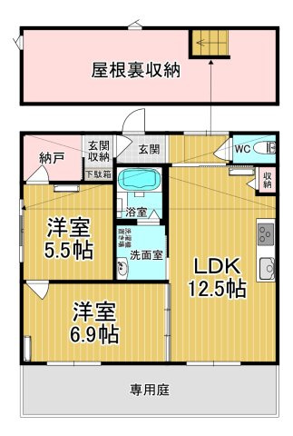 【間取り】 | RIZIERE　ANNEX（リジエールアネックス） | 日当たり良好。屋根裏収納付きです♪