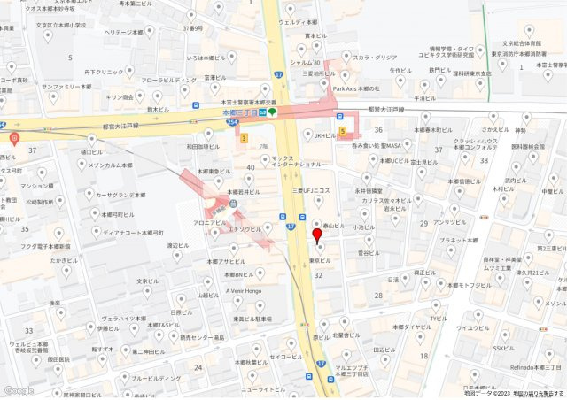 文京区本郷３丁目の事務所の地図
