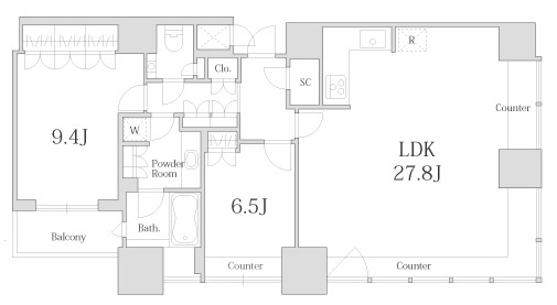 港区六本木３丁目の賃貸マンションの間取り