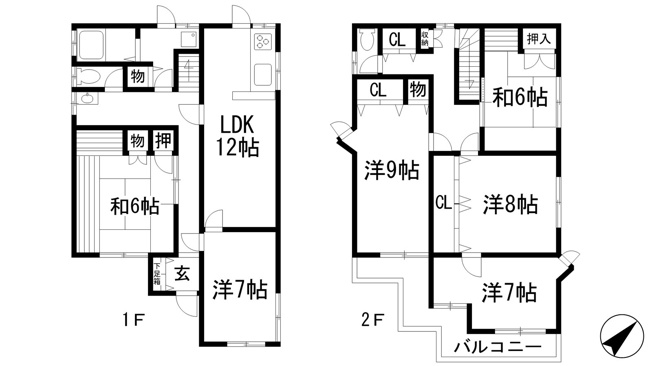 【間取り】 | 雲雀丘3丁目貸家
