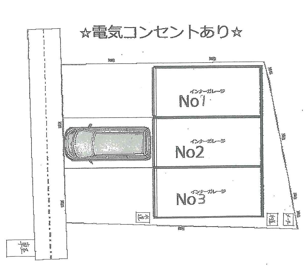 大庄西町1丁目シャッター付ガレージ（管理番号：81）の区画図