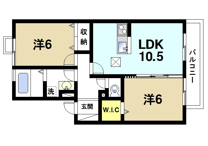 ディアコート（押熊町）の間取り|2LDKの間取りです