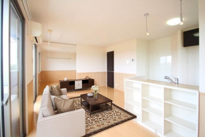 メルベーユの居間・リビング|CGで家具等を配置したものです。実際に家具等は含まれません。