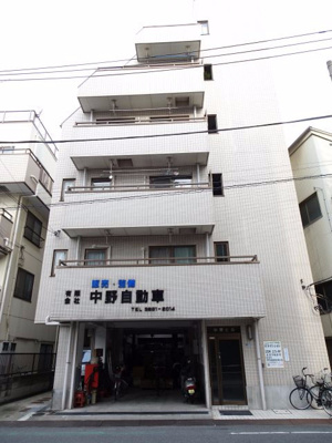 【外観】 | 中野ニューハイツ | 中野ニューハイツ　鉄骨造の外観タイル張りマンション！鶯谷駅から徒歩９分・入谷駅から徒歩９分・日暮里駅から徒歩１５分！コンビニが近くにあります！ワンフロア２世帯！全室角部屋で窓の多い２面採光！