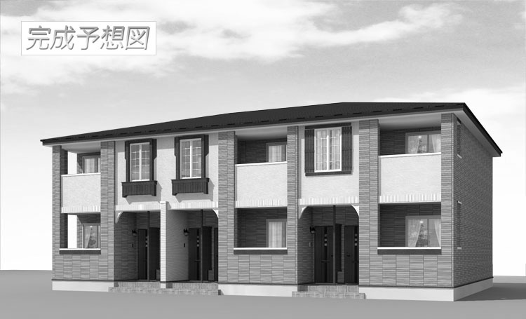 倉敷市中庄のアパートの外観パース