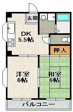 旭マンションの間取り|出窓のある角部屋のお部屋です