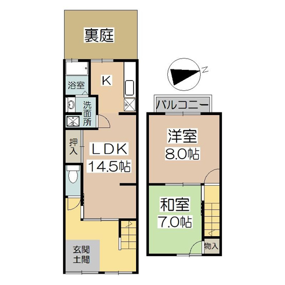 【間取り】 | レトロハウス平野元町 | レトロハウス平野元町　75.15㎡　2LDK　間取り図
