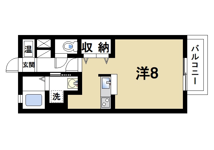 ミエパレスⅡの間取り|広さに余裕のあるワンルームタイプのお部屋です
